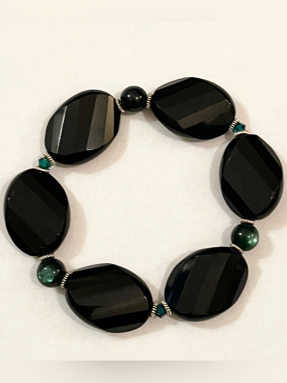 Black Onyx Faceted Bead Stretch Bracelet - Women's Jewelry